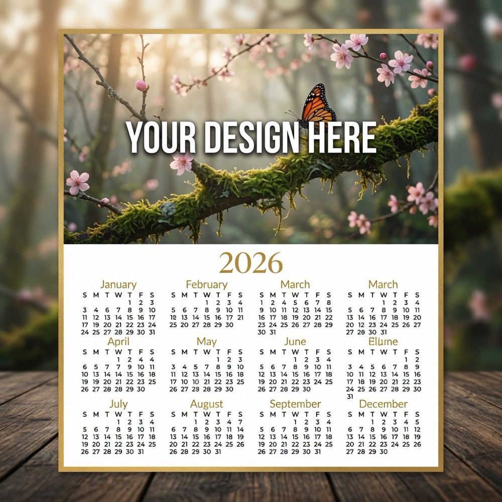 Full-year custom calendar magnet with photo header
