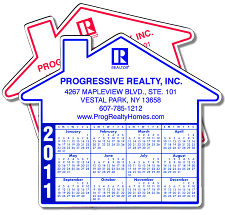 House shaped calendar magnet for a real estate brokerage